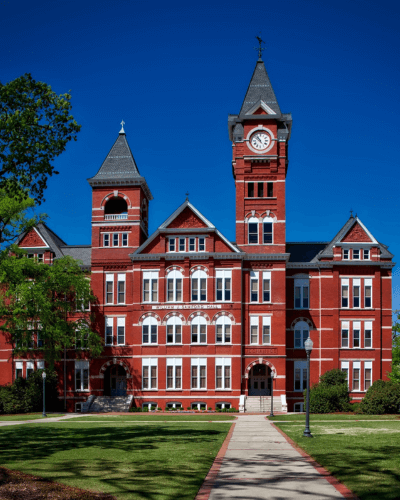 Red Building With Clock Tower